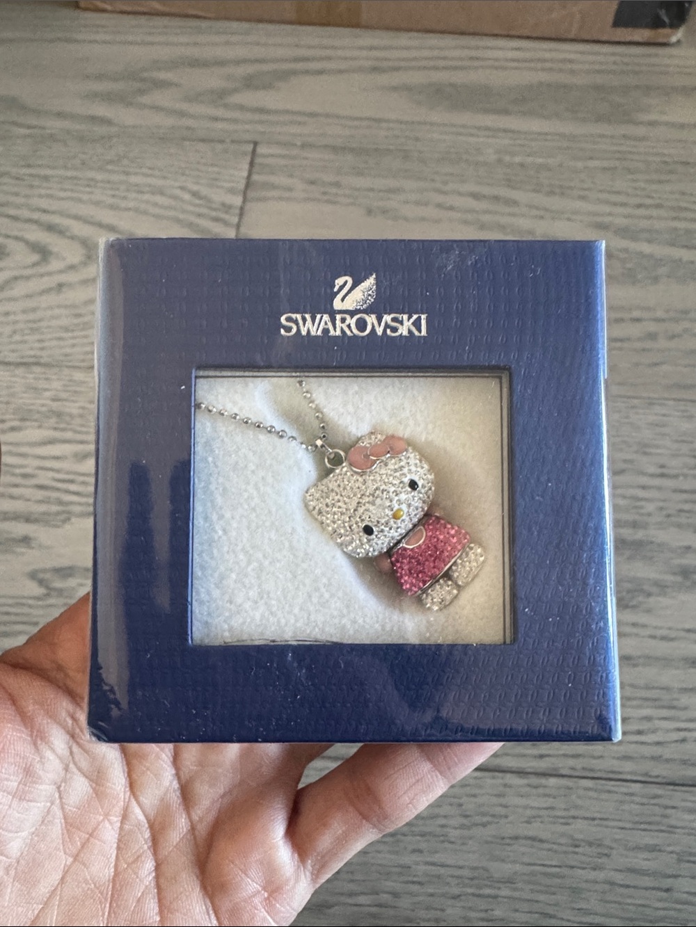 Swarovski Hello Kitty Crystal Pendant Necklace — Pink & Silver